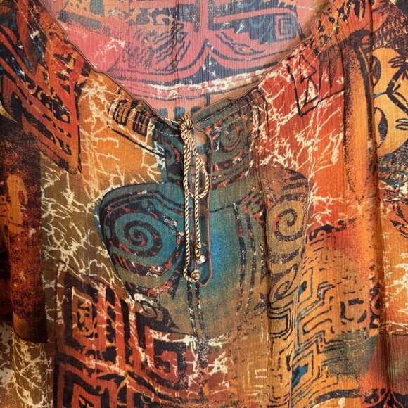 Chicos Size 3 Silk Top Multicolor Sheer Abstract Art Wear XL Extra Large - Picture 5 of 5